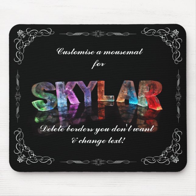 Skylar  - The Name Skylar in 3D Lights (Photograph Mouse Pad (Front)