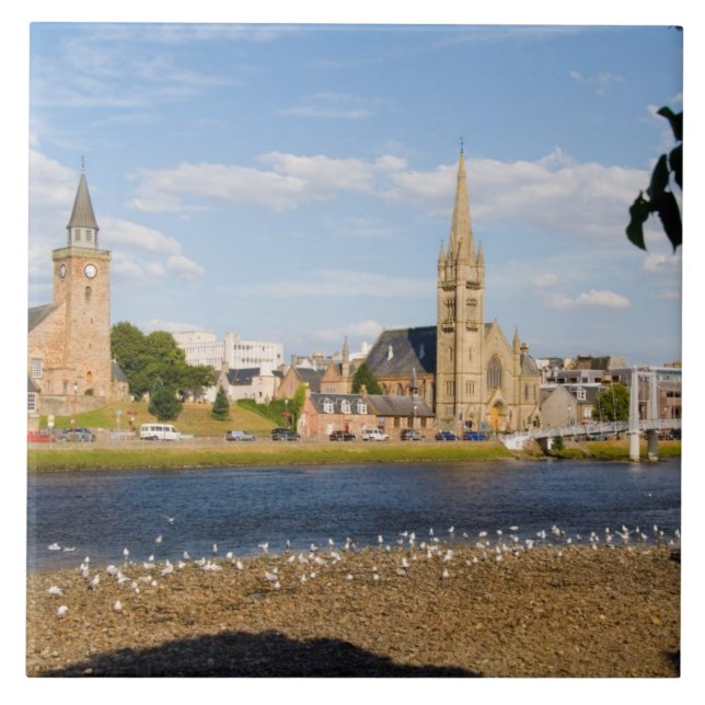 Skyline and river of quaint town of Inverness Tile (Front)