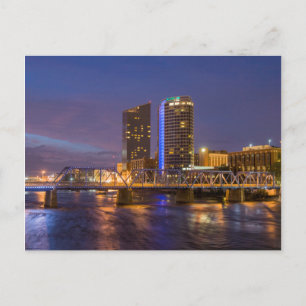 Skyline At Dusk, On The Grand River Postcard