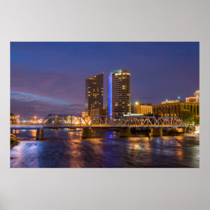 Skyline At Dusk, On The Grand River Poster