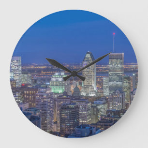 Skyline at twilight 2 large clock