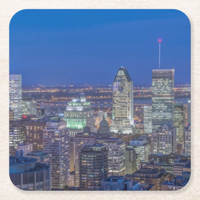 Skyline at twilight 2 square paper coaster (Front)
