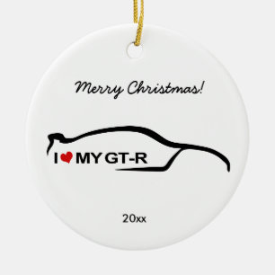 Skyline black Silhouette - I love my GT-R Ceramic Ornament