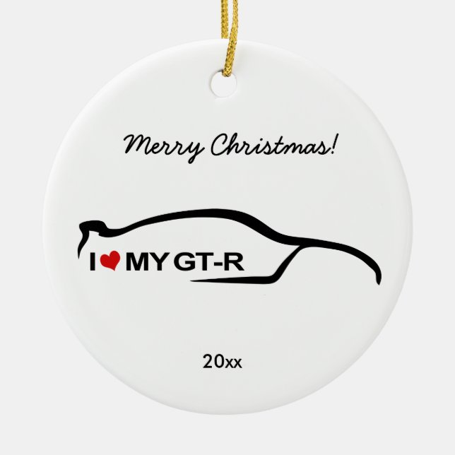 Skyline black Silhouette - I love my GT-R Ceramic Ornament (Front)