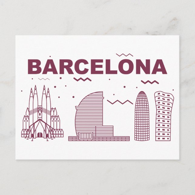 Skyline City Landscape | Barcelona, Spain Postcard (Front)