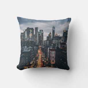 SKYLINE CITY SCENERY VIEW FROM THE MANHATTAN BRIDG CUSHION