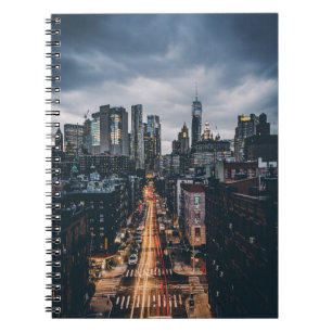SKYLINE CITY SCENERY VIEW FROM THE MANHATTAN BRIDG NOTEBOOK
