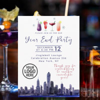 Skyline Company Year End Party Invitation Postcard