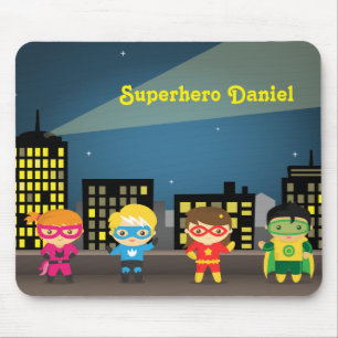 Skyline Cute Superhero For Kids Mouse Pad
