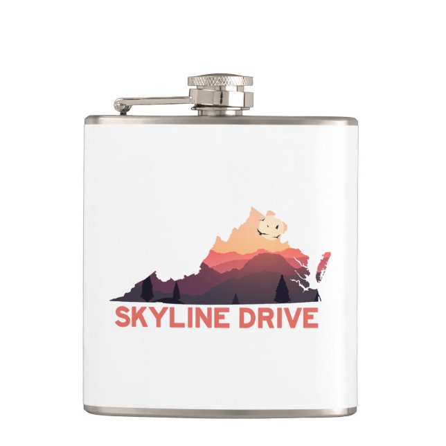 Skyline Drive Shenandoah Virginia Map Hip Flask (Front)