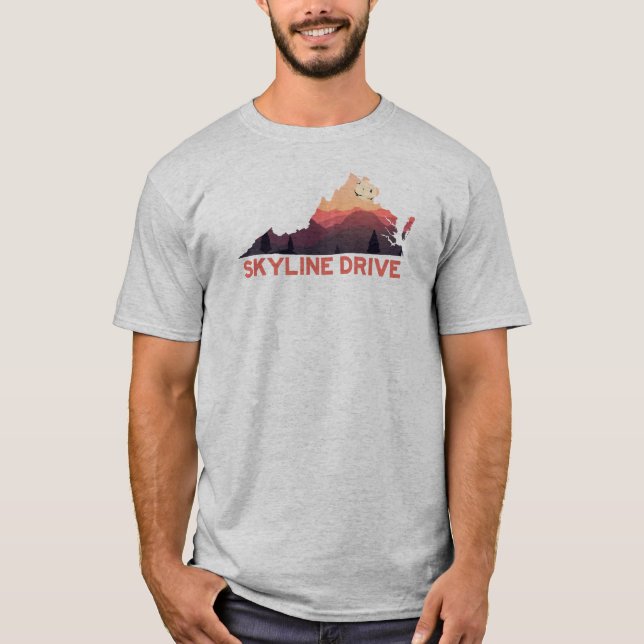 Skyline Drive Shenandoah Virginia Map T-Shirt (Front)