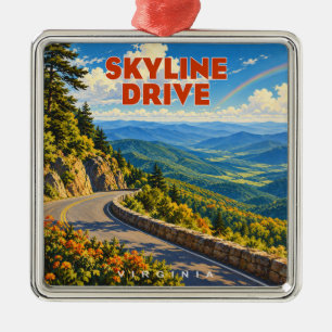 Skyline Drive Shenandoah Virginia Rainbow Metal Ornament