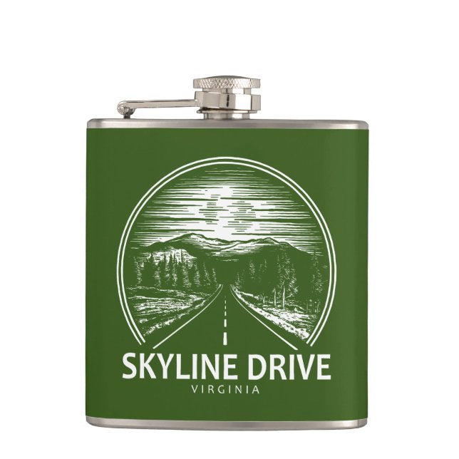 Skyline Drive Virginia Forest Hip Flask (Front)