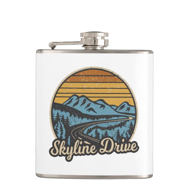 Skyline Drive Virginia Retro Hip Flask (Front)