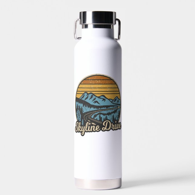 Skyline Drive Virginia Retro Water Bottle (Front)