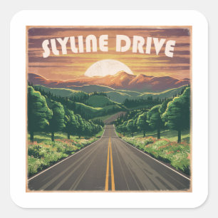 Skyline Drive Virginia Sunset Square Sticker