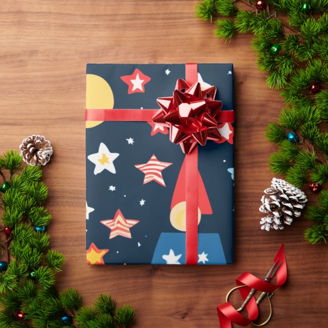 Skyline Fireworks Night Sky Wrapping Paper (Holiday Gift)