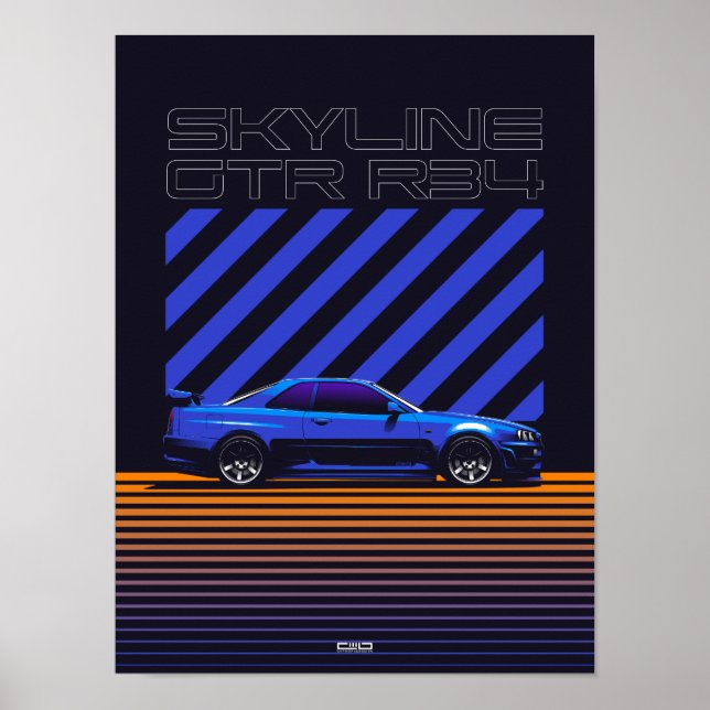 Skyline GT-R R34 Bayside Blue  Poster (Front)