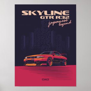 Skyline GTR R32- Godzilla Poster