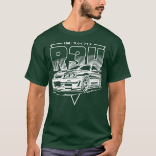 Skyline GTR R34 White Print  T-Shirt