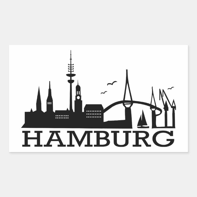 Skyline Hamburg Rectangular Sticker (Front)