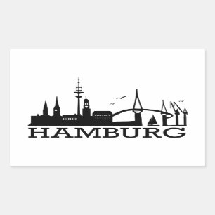 Skyline Hamburg Rectangular Sticker