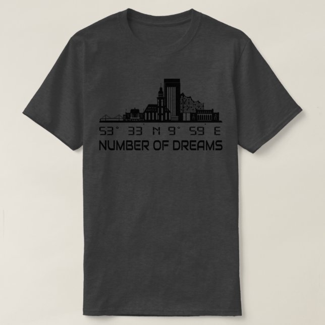 Skyline Hamburg Silhouette GPS Coordinates City T-Shirt (Design Front)