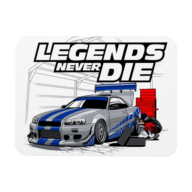 SKYLINE LEGENDS NEVER DIE! MAGNET (Horizontal)