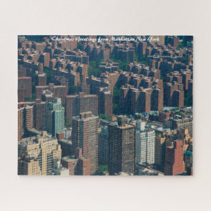 Skyline Manhattan New York.Christmas Greetings Jigsaw Puzzle