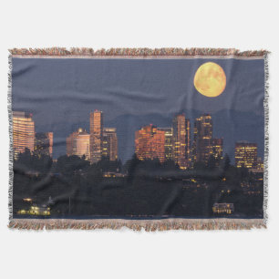 Skyline Of Bellevue From Lake Washington At Dusk Throw Blanket