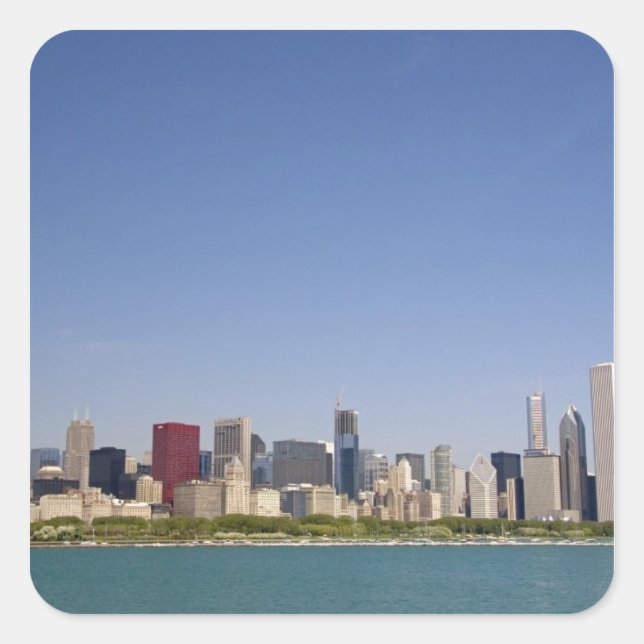 Skyline of Chicago, Illinois, USA. Square Sticker (Front)