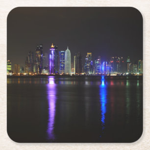 Skyline of Doha, Qatar at night coaster