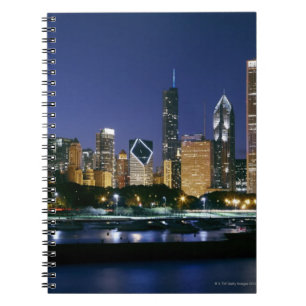 Skyline of Downtown Chicago at night Notebook