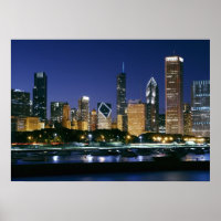 Skyline of Downtown Chicago at night