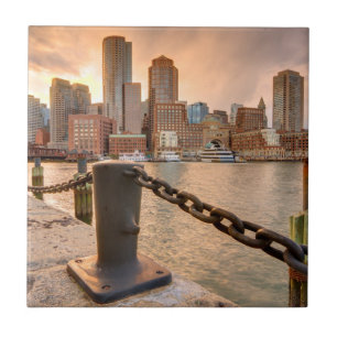Skyline of Financial District of Boston Ceramic Tile