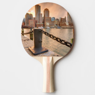 Skyline of Financial District of Boston Ping Pong Paddle