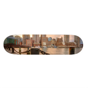 Skyline of Financial District of Boston Skateboard