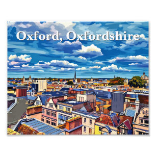 Skyline of Historic Oxford Acrylic Painting Photo Print