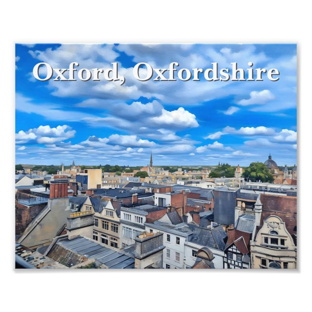 Skyline of Historic Oxford Painting Photo Print (Front)