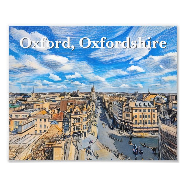 Skyline of Historic Oxford Pencil Art Photo Print (Front)
