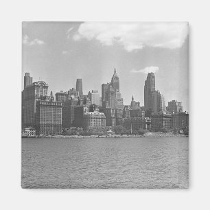 Skyline of Manhattan New York USA B&W Magnet
