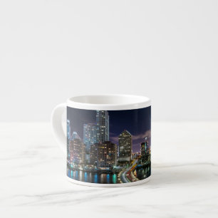 Skyline of Miami city with bridge at night Espresso Cup
