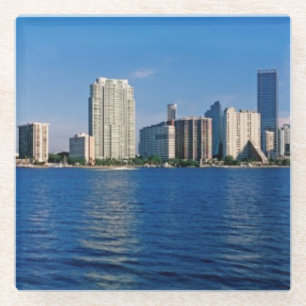 Skyline of Miami, Florida Glass Coaster