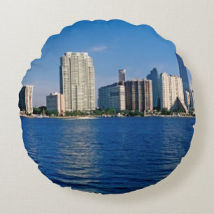 Skyline of Miami, Florida Round Cushion