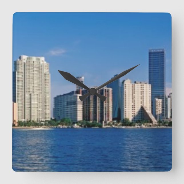 Skyline of Miami, Florida Square Wall Clock (Front)