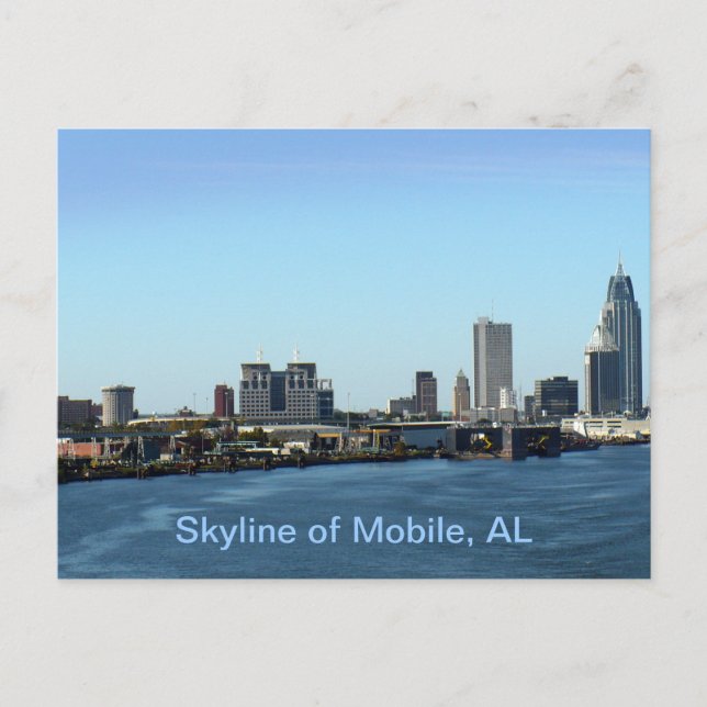 Skyline of Mobile, AL Postcard (Front)