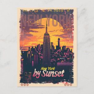 Skyline of Ney York by Sunset Postcard