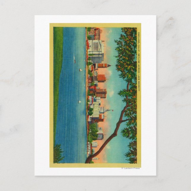 Skyline of Oakland across Lake Merritt Postcard (Front)