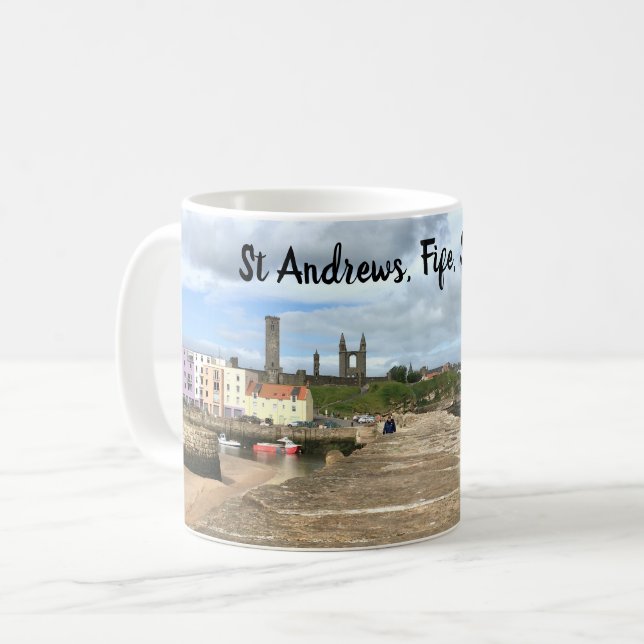 Skyline of St Andrews, Fife, Scotland with Pier Coffee Mug (Front Left)