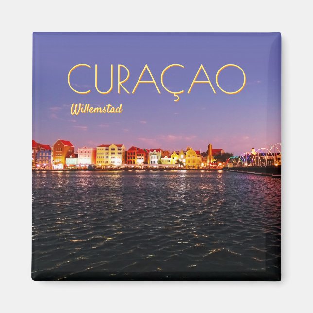 Skyline of Willemstad at Night (customisable) Magnet (Front)